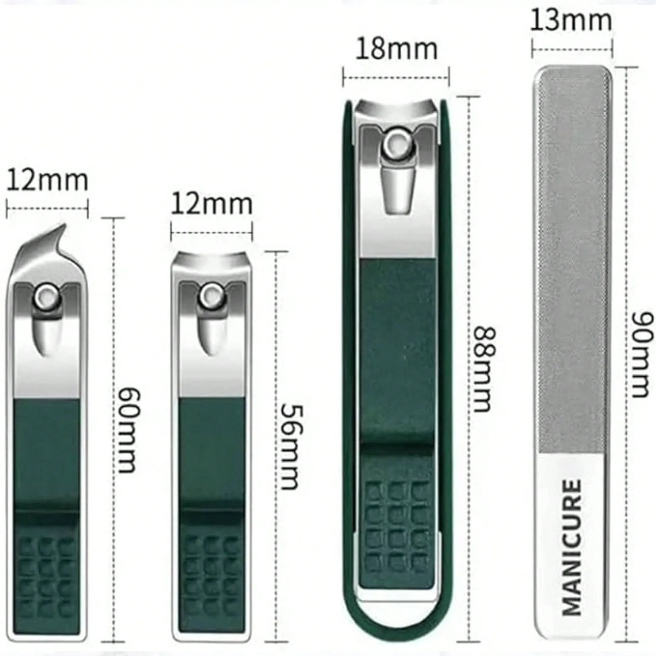 1 Set Professional Nail Clippers, Stainless Steel Nail Clipper, Nail File And Toenail Clipper