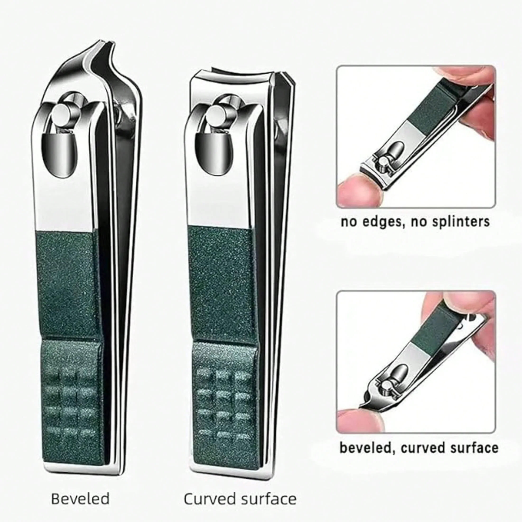 1 Set Professional Nail Clippers, Stainless Steel Nail Clipper, Nail File And Toenail Clipper