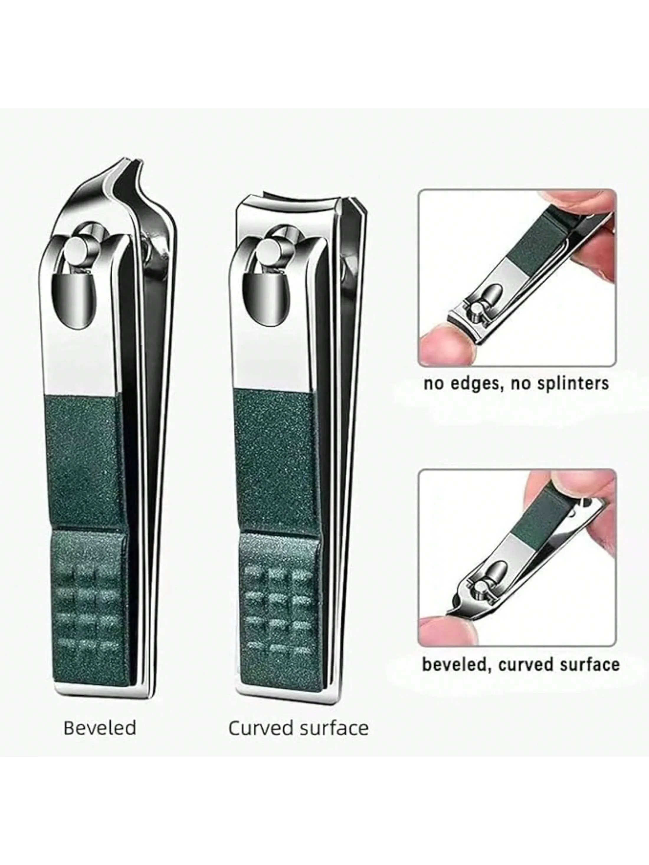1 Set Professional Nail Clippers, Stainless Steel Nail Clipper, Nail File And Toenail Clipper