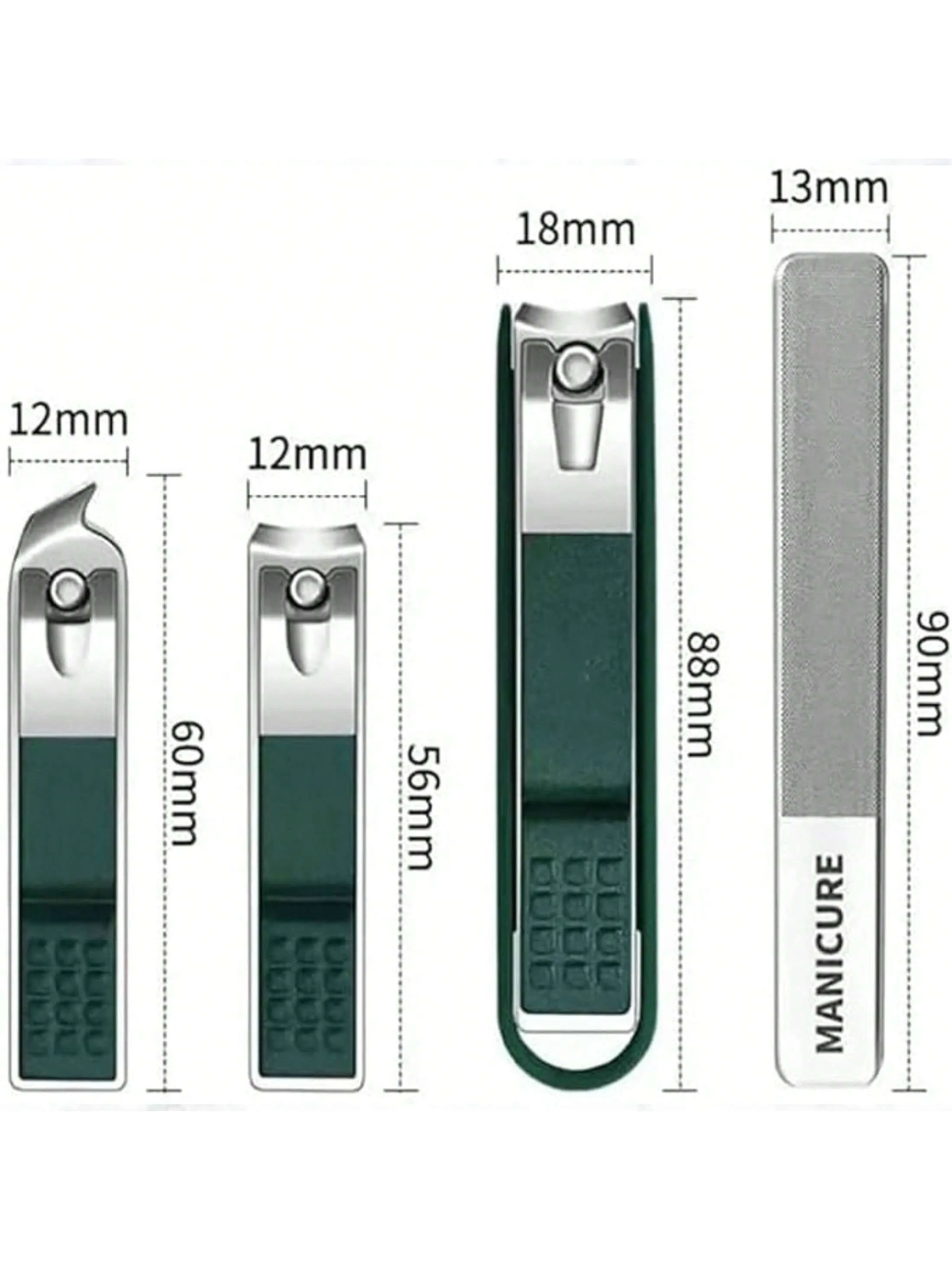 1 Set Professional Nail Clippers, Stainless Steel Nail Clipper, Nail File And Toenail Clipper