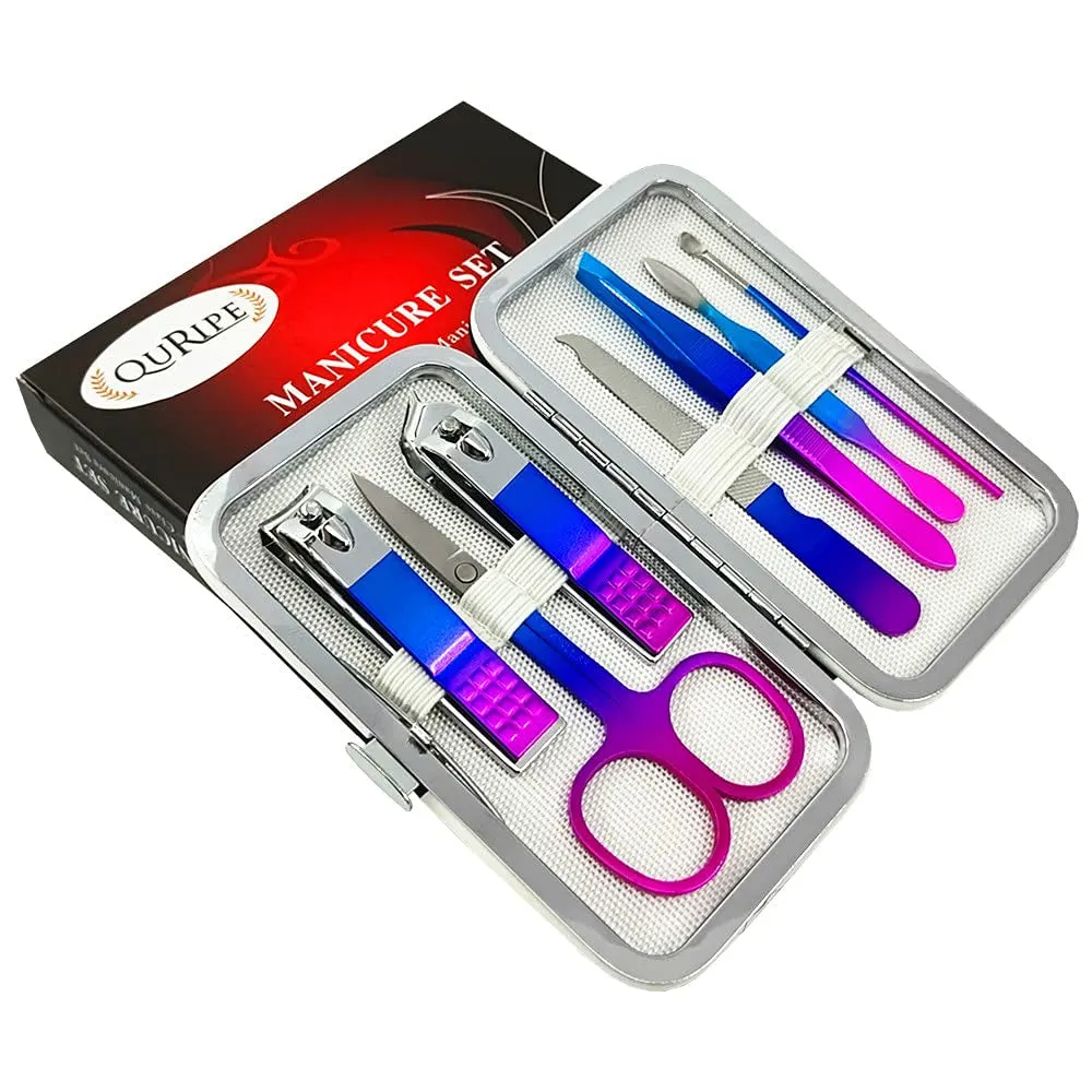 7Pc Manicure Set, Nail Clippers Kit, Stainless Steel Manicure Kit, Nail Clipping Tools Portable Travel Grooming Kit
