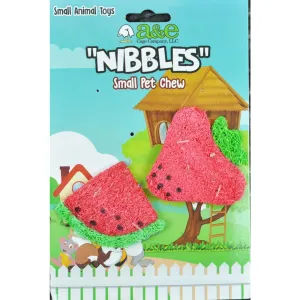 A &E Cages Nibbles Small Animal Loofah Chew Toy Strawberry Watermelon Slice; 1ea