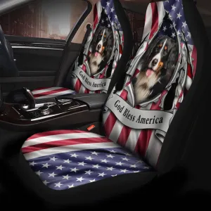 Bernese Mountain Dog Inside Flag Gob Bless America Car Seat Covers