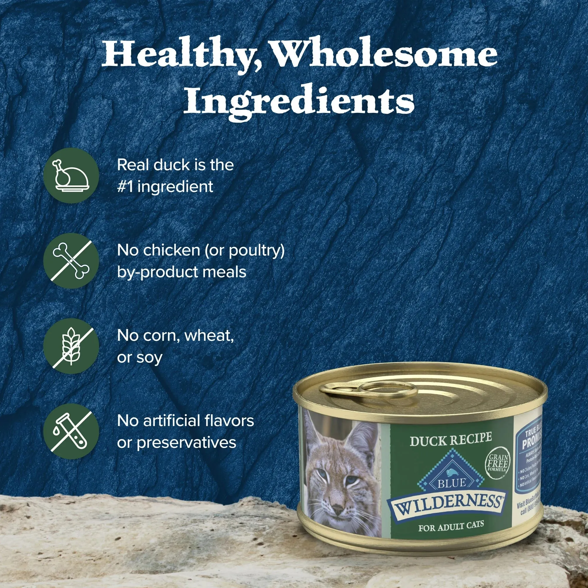 Blue Buffalo Wilderness High-Protein Adult Cat Wet Food, Duck, 3-oz. Can