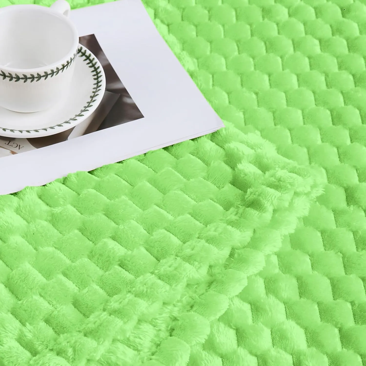 Bnuitland Light Green Flannel Throw Blanket (50X40 inches), 300 GSM Fleece Cozy Warm Soft Lightweight Bed Sofa Blanket for Babys and Pets, Suitable for All Seasons