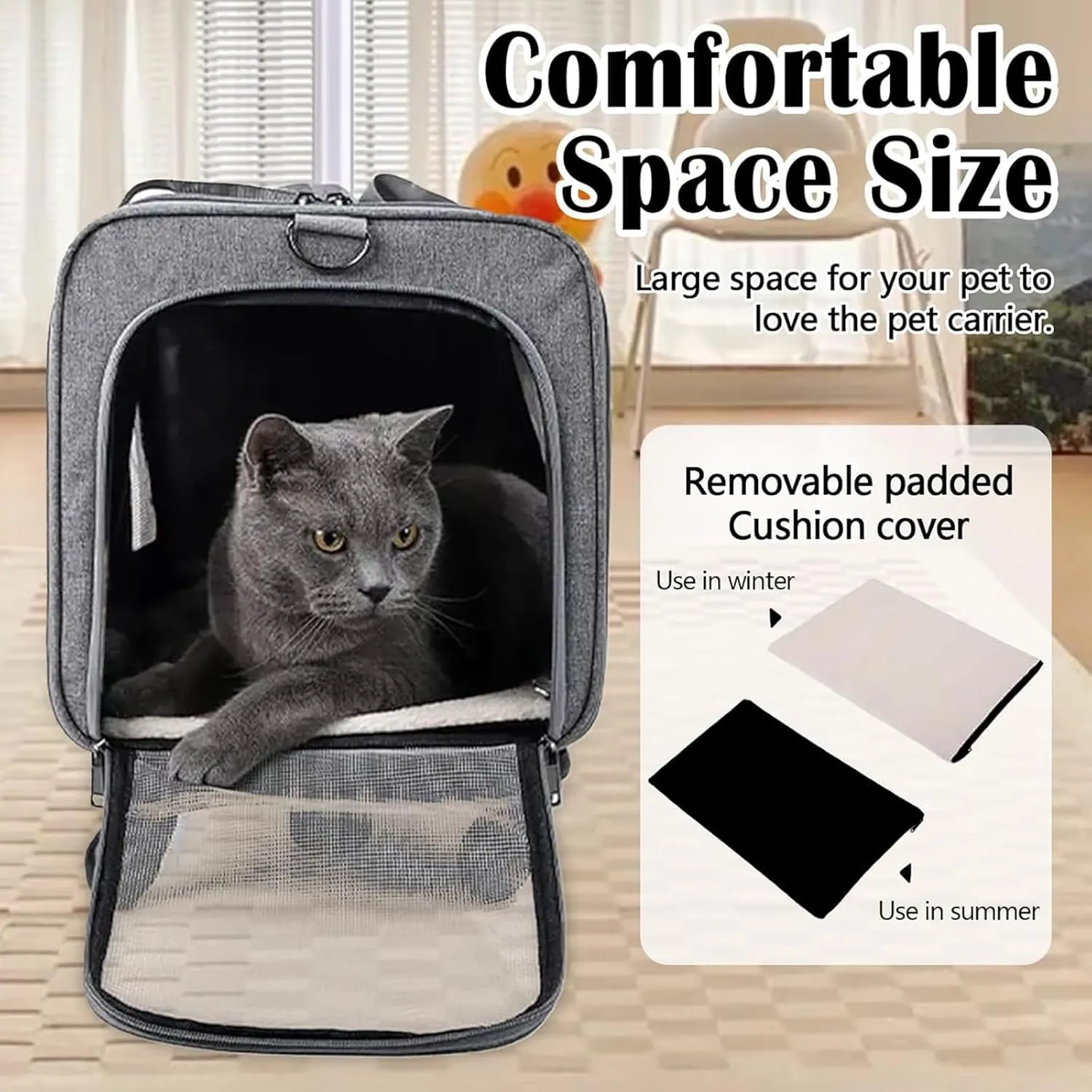 Breathable Mesh Pet Trolley Bag, Pet Carrier with Wheels, Washable Cover, Cat Puppy Dog Carrier, Pet Travel Backpack Bag for Cats & Dogs