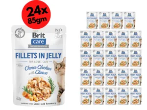 Brit Care Cat Fillets in Jelly Choice Chicken with Cheese 24x85g