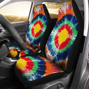 Bullseye Tie Dye Car Seat Covers Custom Hippie Car Accessories