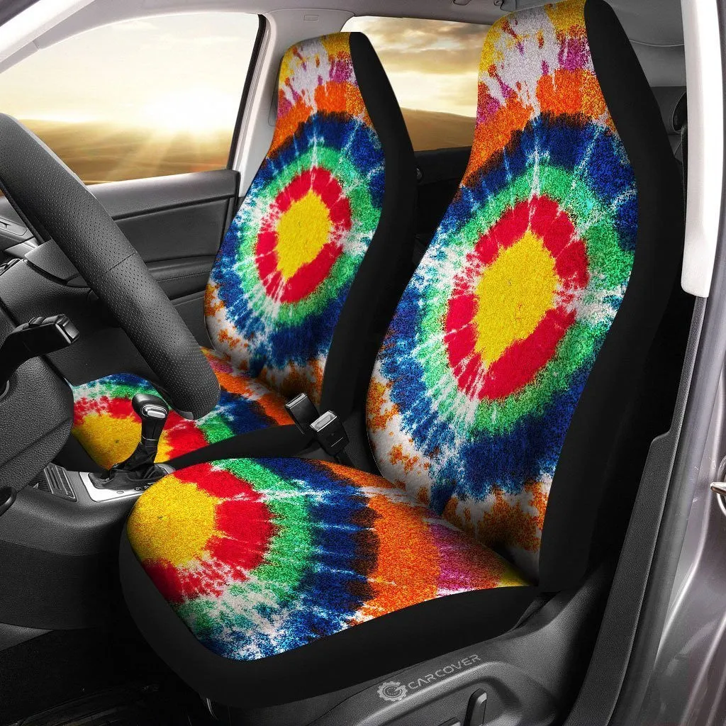Bullseye Tie Dye Car Seat Covers Custom Hippie Car Accessories