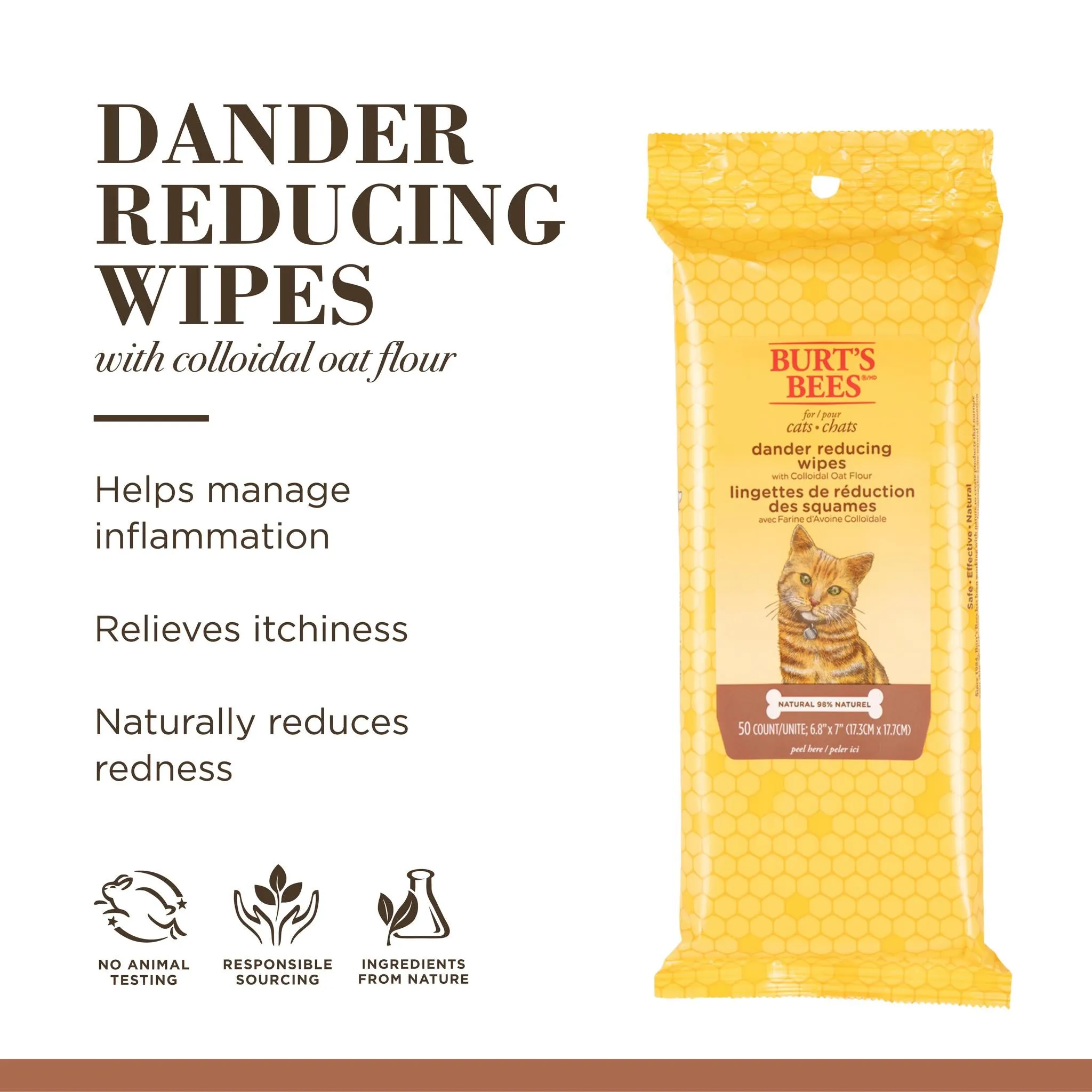 Burt's Bees Dander Cat Wipes 50pk