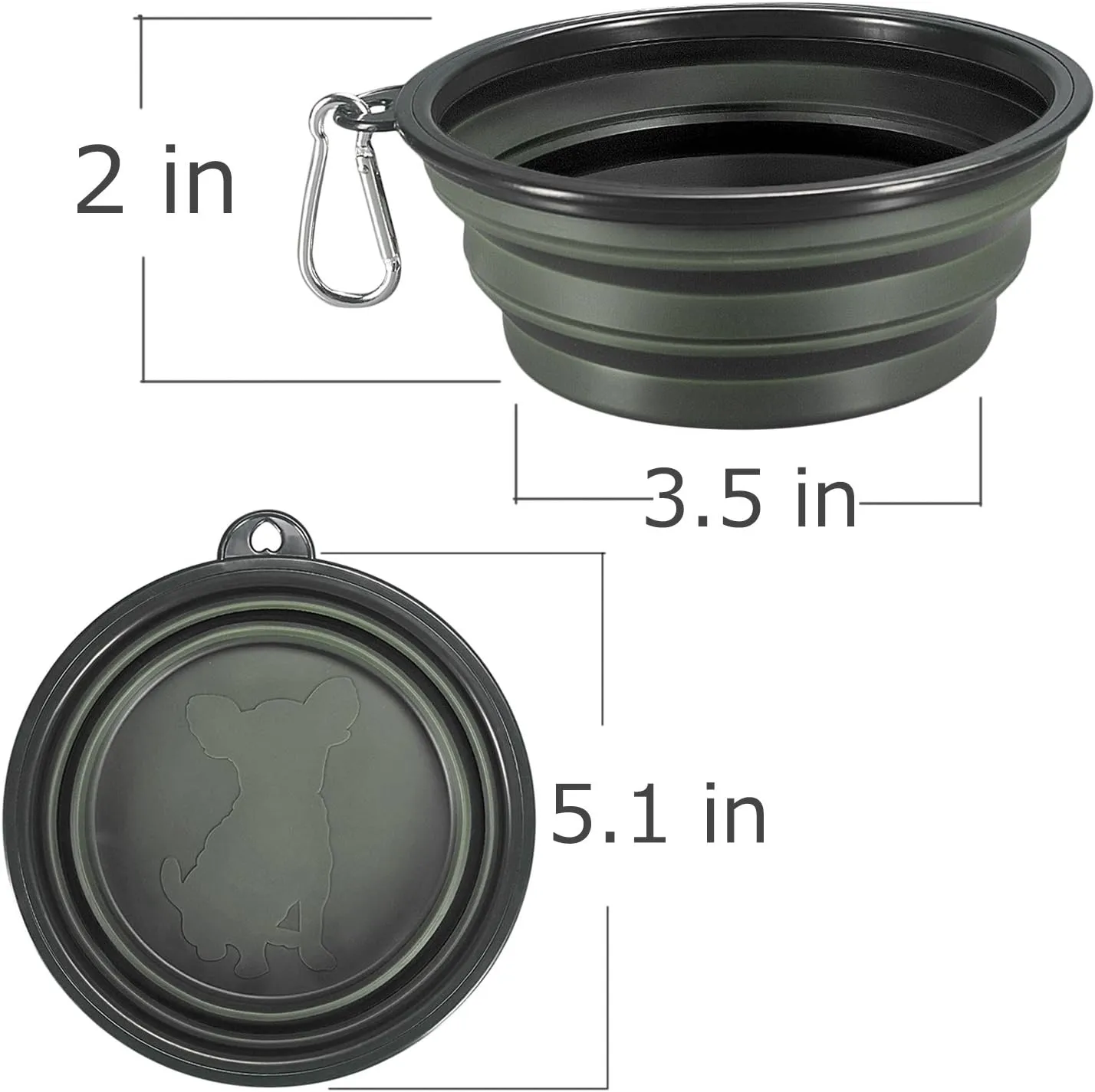 Collapsible Dog Bowls, 2-Pack Foldable Expandable Cup Dish for Pet Cat Hiking Food Water Feeding Dog Travel Bowl