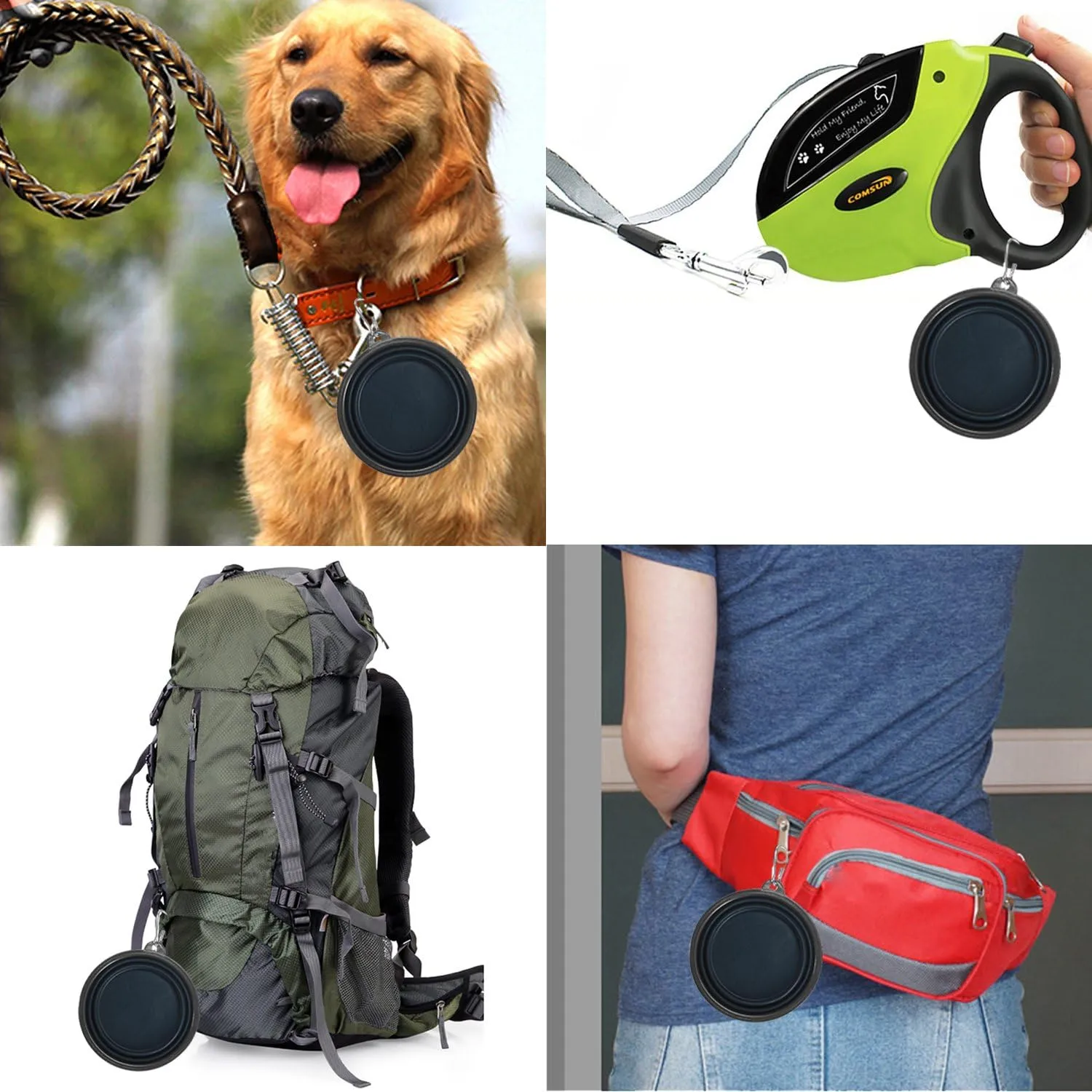 Collapsible Dog Bowls, 2-Pack Foldable Expandable Cup Dish for Pet Cat Hiking Food Water Feeding Dog Travel Bowl