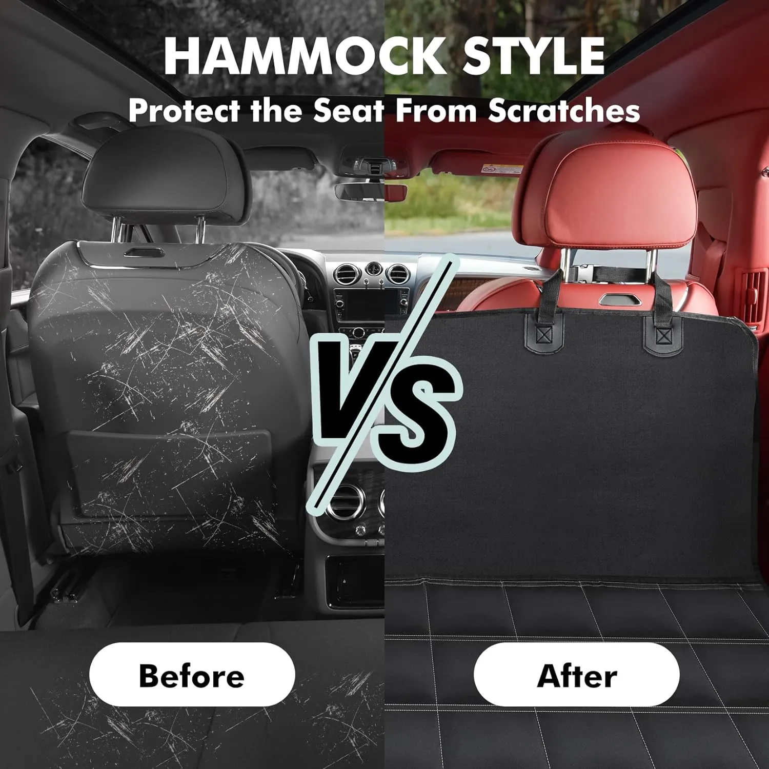 Dog Car Seat Cover 4-in-1, 100% Waterproof Dog Car Hammock for Car Back Seat