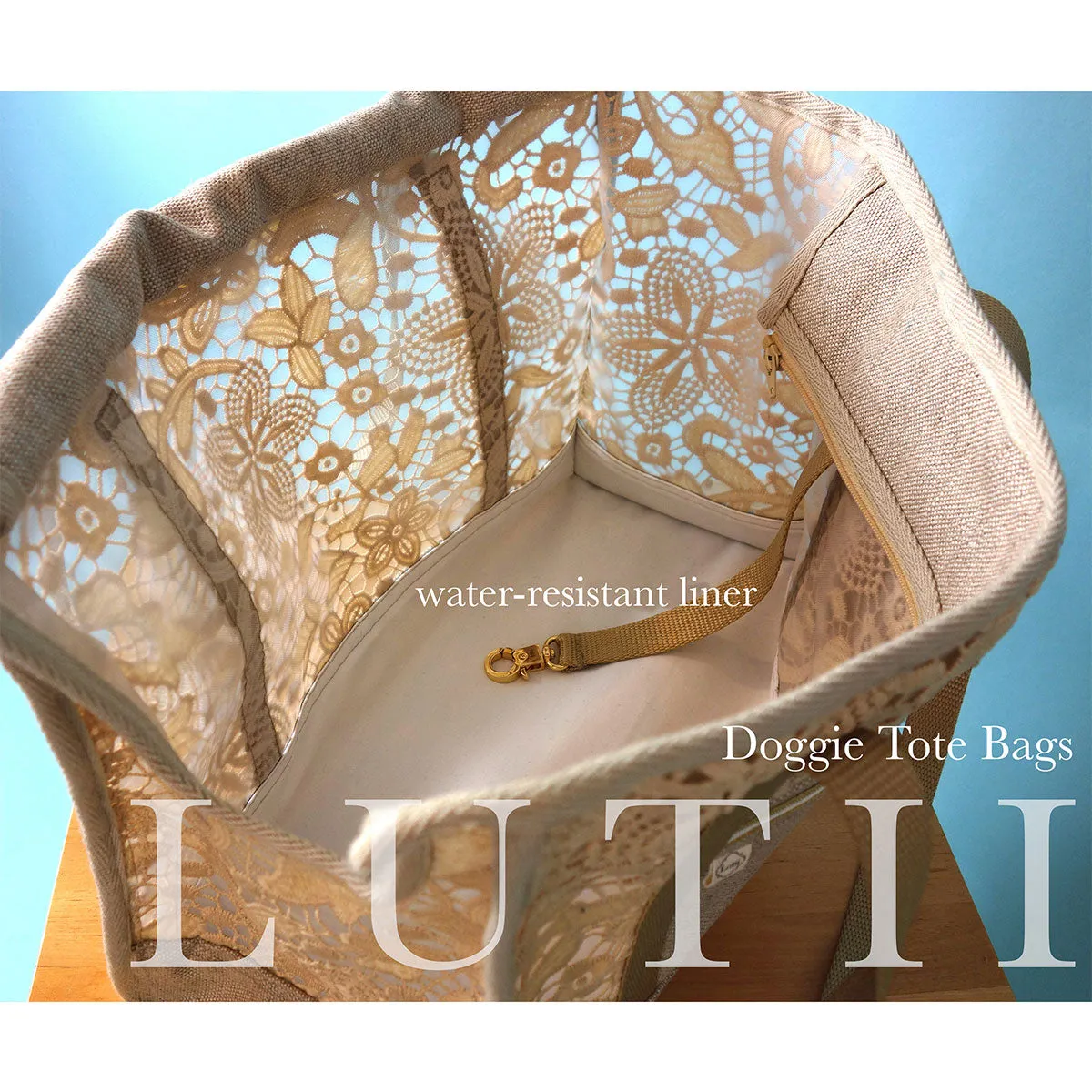 dog carrier, non-overheating, spring/summer lightweight lace pet tote "Summer Wheat"