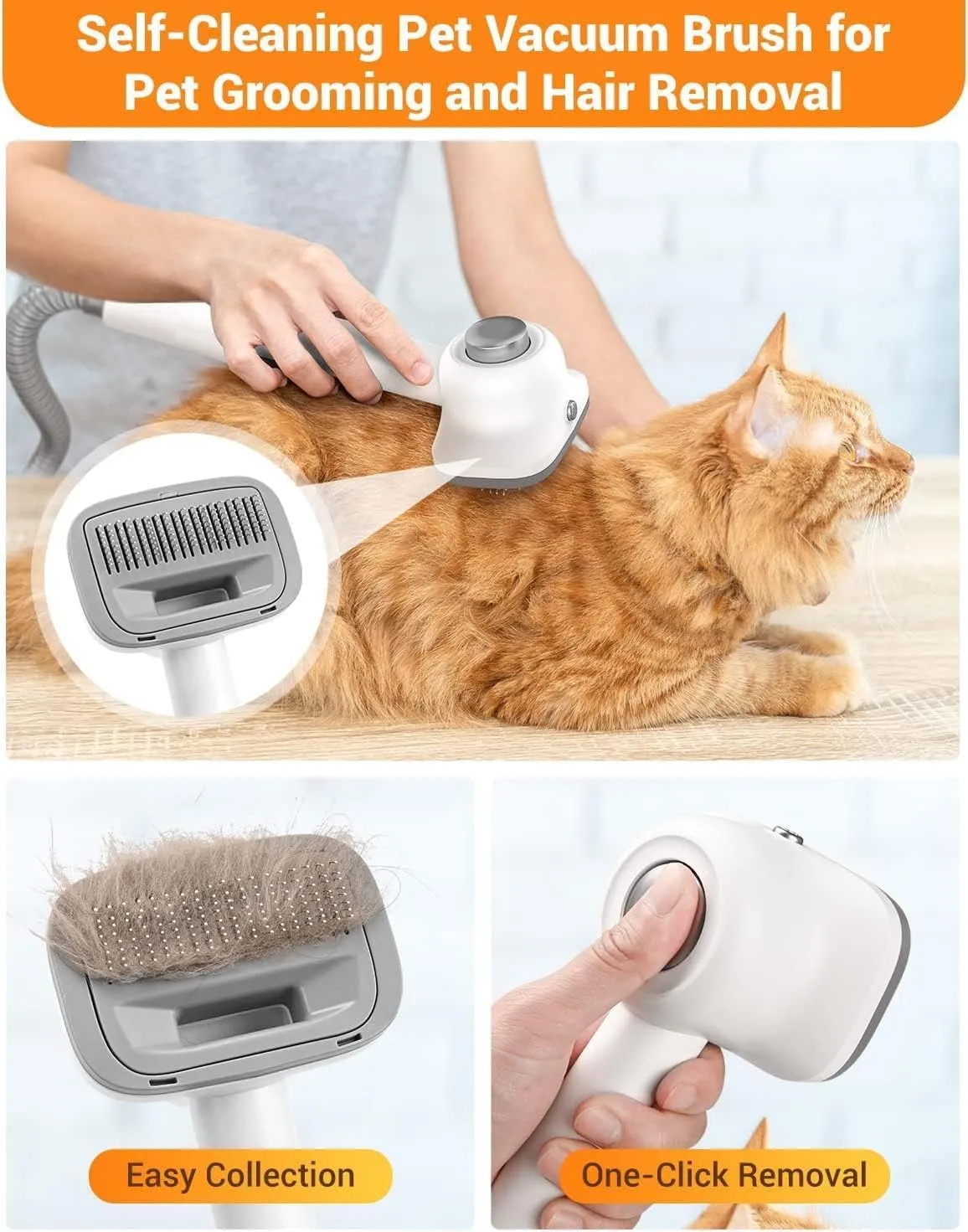 Dog Grooming Vacuum Kit for Shedding: Professional Hair Clippers Pet Groomer 2.1L Dust Cup 10000Pa Powerful Deshedding Brush with 6 Pet Grooming Tools Low Noise Home Cat Cleaning (Off-white)