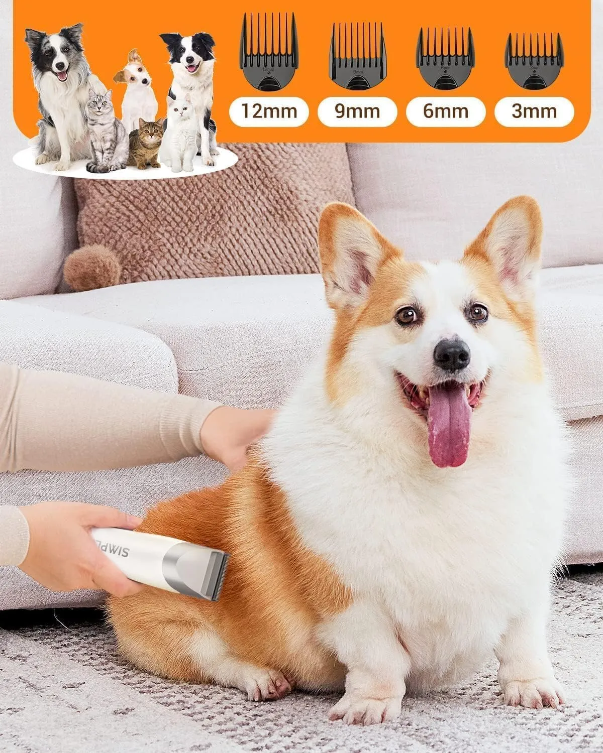 Dog Grooming Vacuum Kit for Shedding: Professional Hair Clippers Pet Groomer 2.1L Dust Cup 10000Pa Powerful Deshedding Brush with 6 Pet Grooming Tools Low Noise Home Cat Cleaning (Off-white)