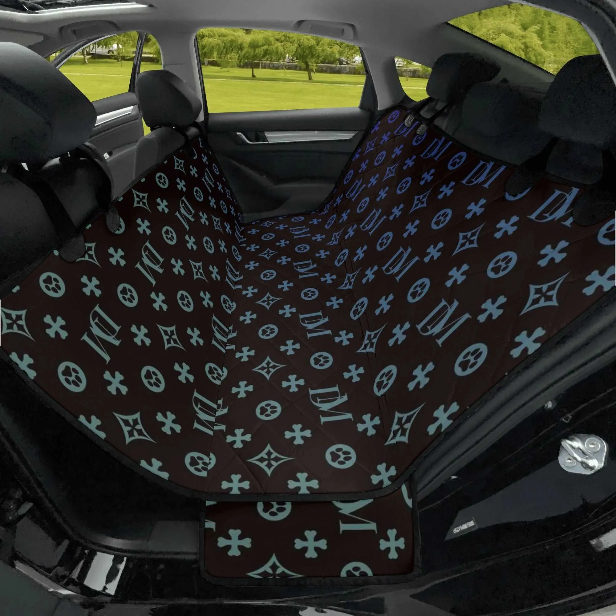 Dog Mom Elegant "DM" Motif Hammock Dog Car Seat Cover