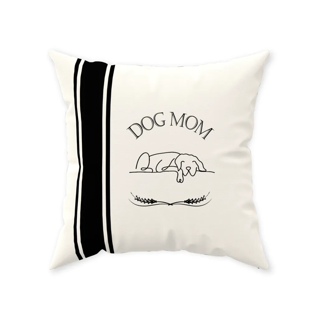 Dog Mom Signature Farmhouse Stripe Design Floor Pillow