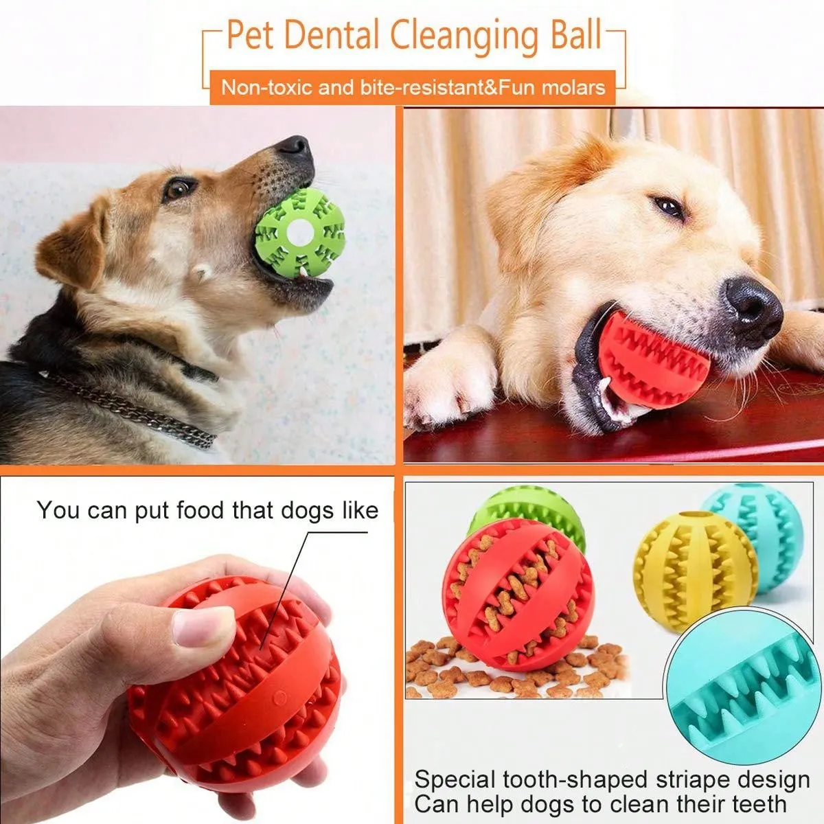 Dog Toy Ball, Nontoxic Bite Resistant Toy Ball for Pet Dogs Puppy Cat