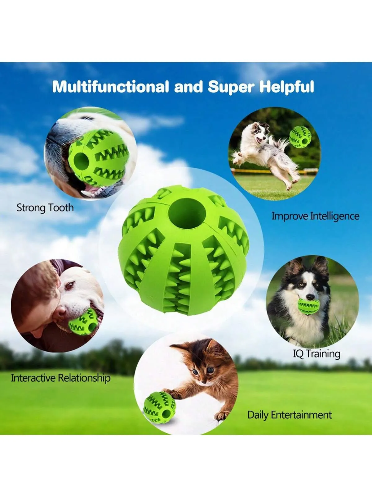 Dog Toy Ball, Nontoxic Bite Resistant Toy Ball for Pet Dogs Puppy Cat