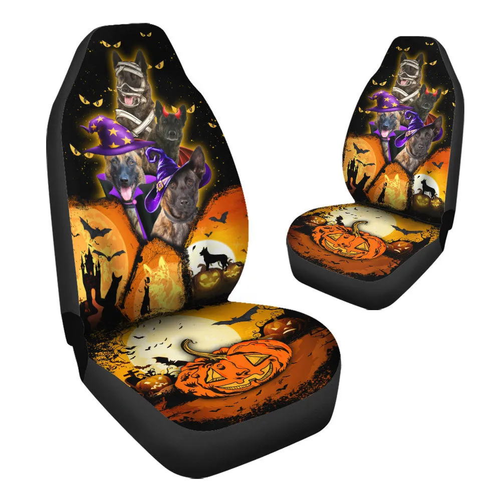 Dutch Shepherd Halloween Pumpkin Scary Car Seat Covers