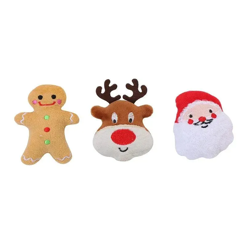 Festive Plush Catnip Toys, Santa, Elk, Gingerbread Man