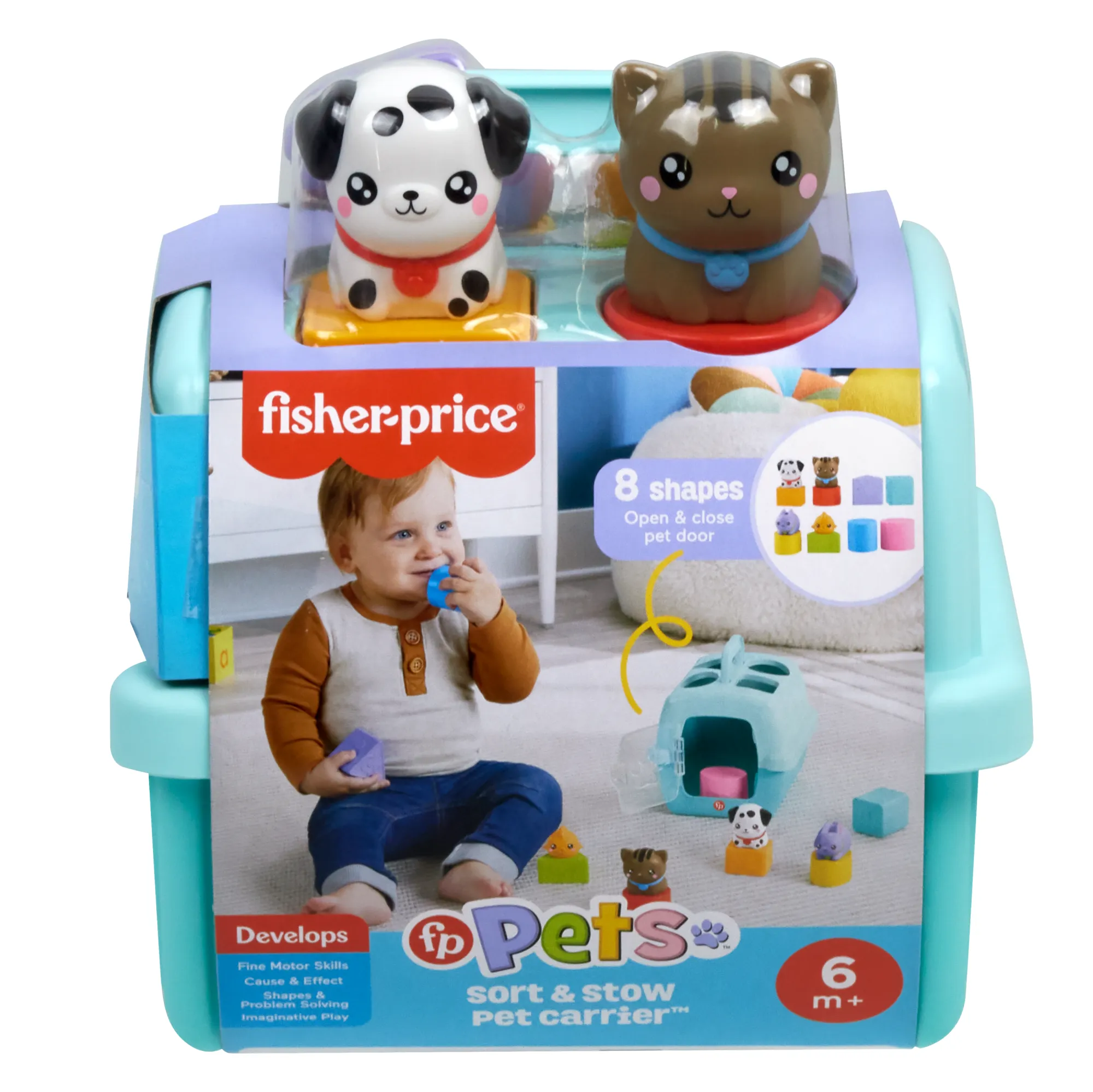 Fisher-Price Fp Pets Sort & Stow Pet Carrier Baby & Toddler Shape Sorting Toy, 8 Blocks