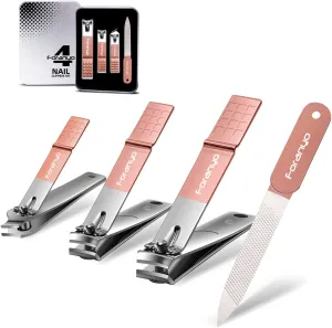 Foranyo Nail Clipper Set - 3 Pack Nail Clippers for Men Women, Stainless Steel Fingernail & Toenail Clippers Nail Cutter Set for Thick Nails [Silver]