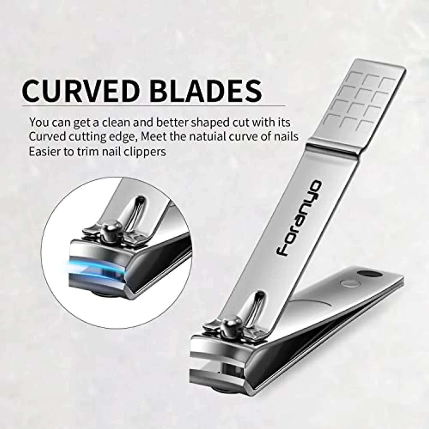 Foranyo Nail Clipper Set - 3 Pack Nail Clippers for Men Women, Stainless Steel Fingernail & Toenail Clippers Nail Cutter Set for Thick Nails [Silver]