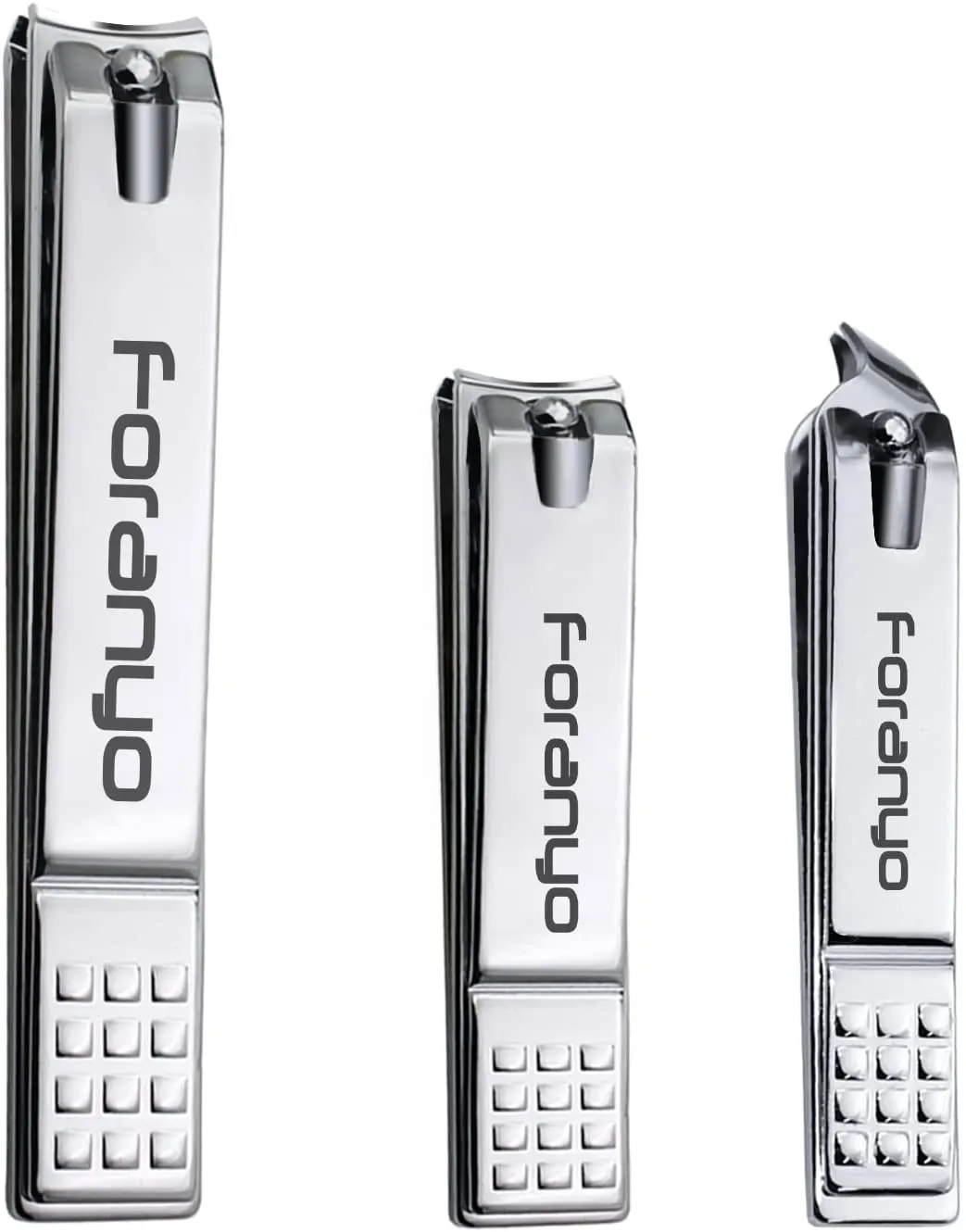 Foranyo Nail Clipper Set - 3 Pack Nail Clippers for Men Women, Stainless Steel Fingernail & Toenail Clippers Nail Cutter Set for Thick Nails [Silver]