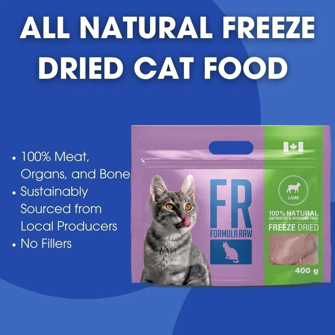 Freeze-Dried Raw Cat Food - Lamb Formula, High Protein, Grain-Free, Whole Ingredients, No Additives - Supports Healthy Digestion, Coat, and Joints