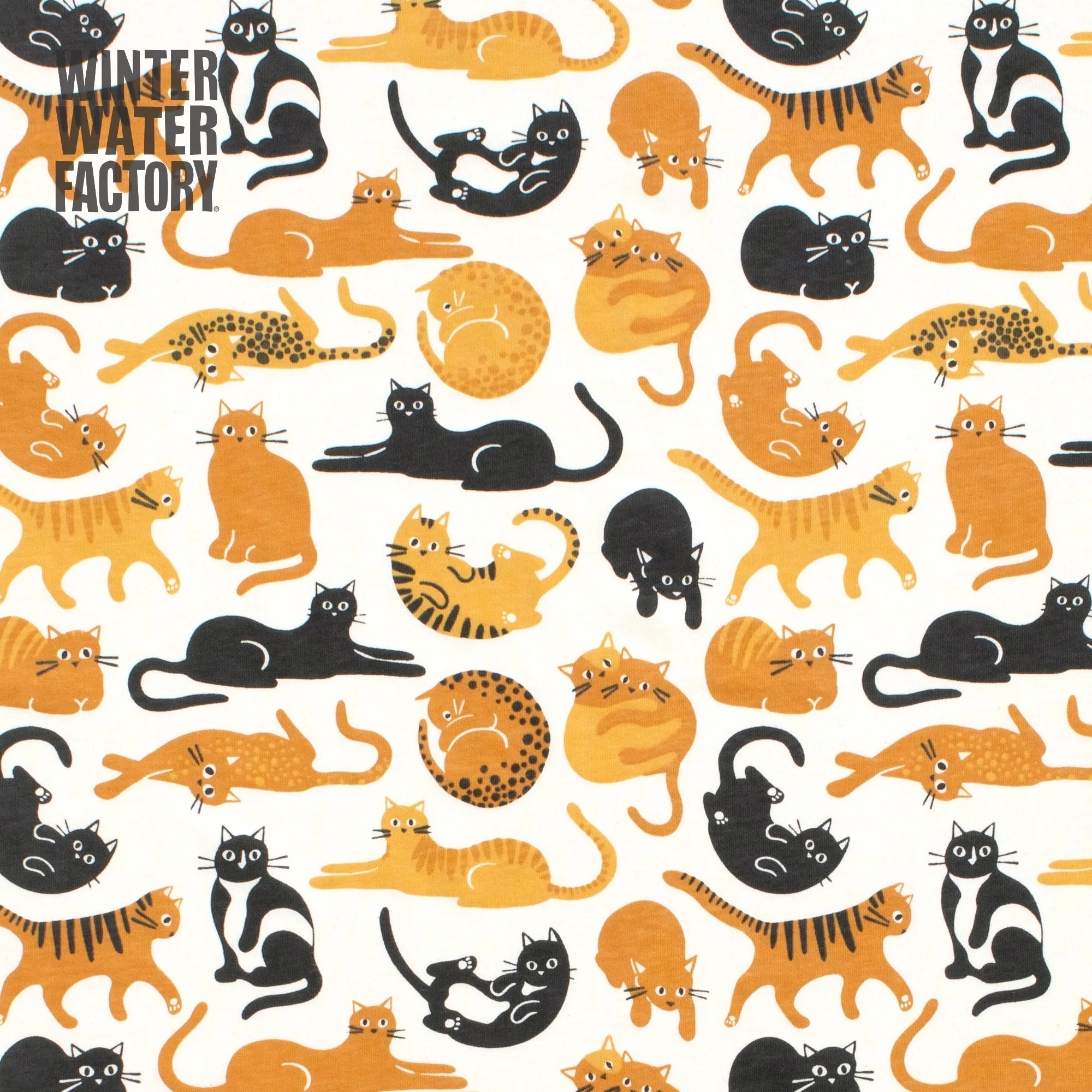 French Terry Blanket - Cat Friends Gold & Yellow