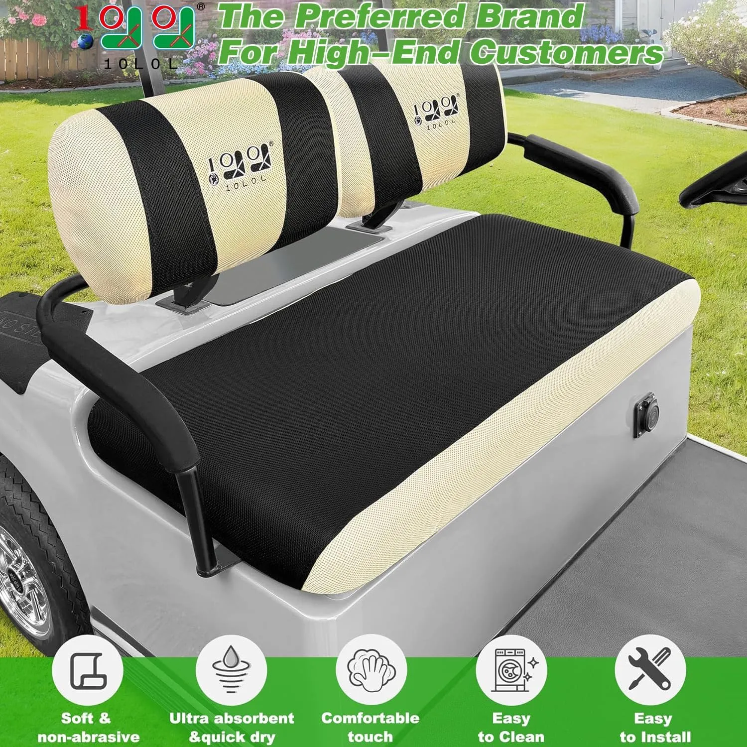 Golf Cart Seat Cover (Double Backrest) For Yamaha Club Car EZGO - 10L0L