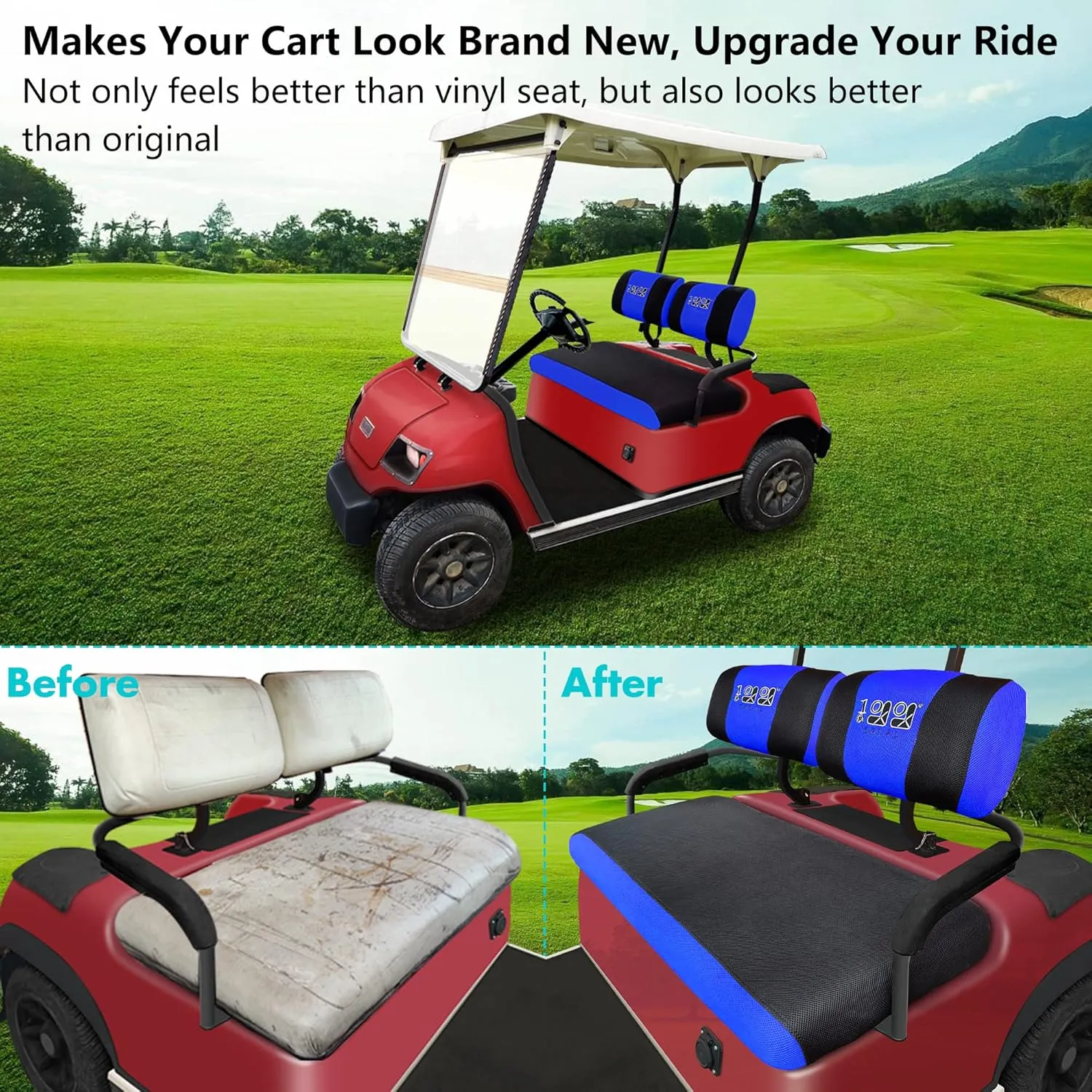 Golf Cart Seat Cover (Double Backrest) For Yamaha Club Car EZGO - 10L0L