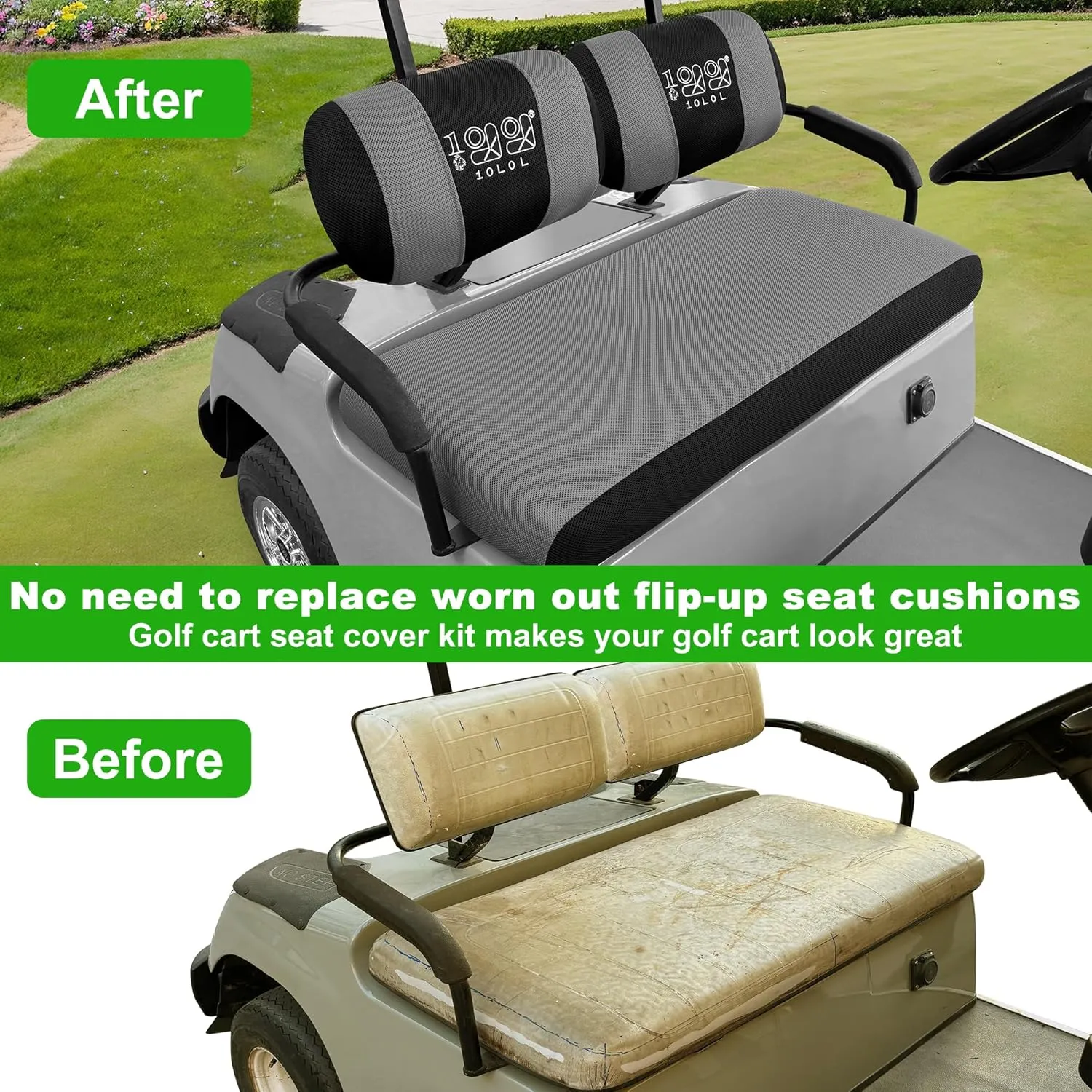 Golf Cart Seat Cover (Double Backrest) For Yamaha Club Car EZGO - 10L0L