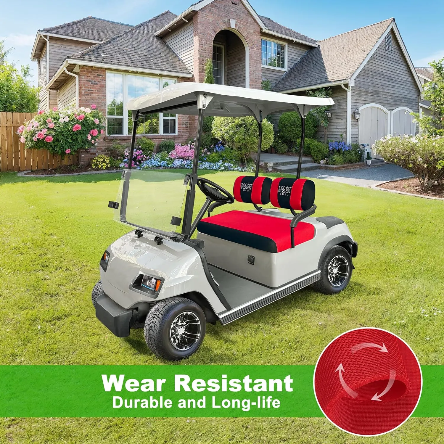 Golf Cart Seat Cover (Double Backrest) For Yamaha Club Car EZGO - 10L0L