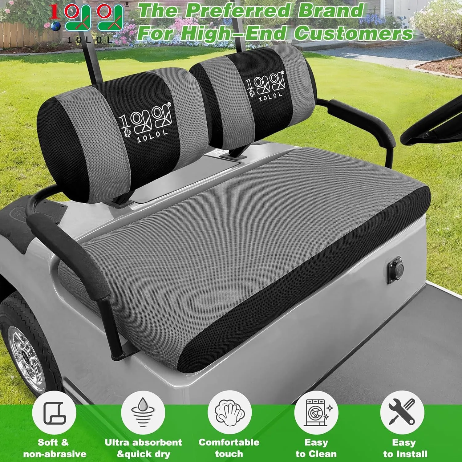 Golf Cart Seat Cover (Double Backrest) For Yamaha Club Car EZGO - 10L0L