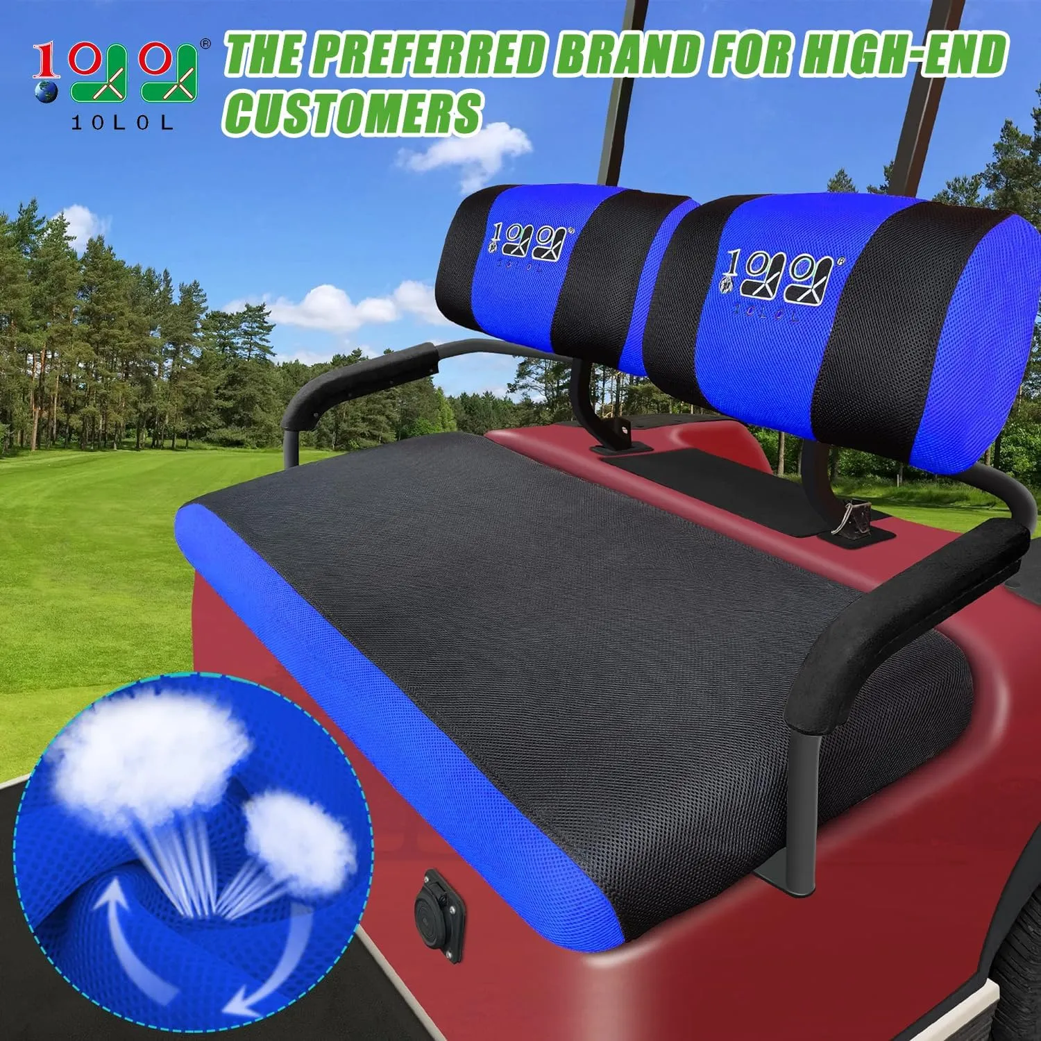 Golf Cart Seat Cover (Double Backrest) For Yamaha Club Car EZGO - 10L0L