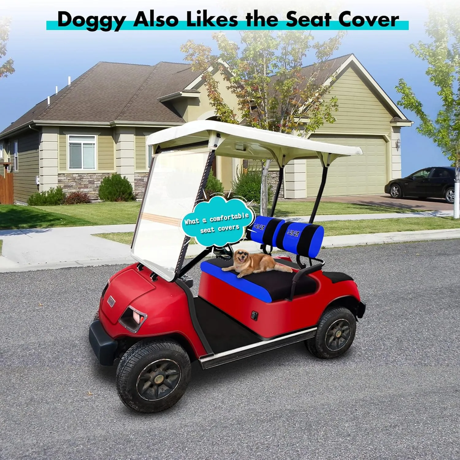 Golf Cart Seat Cover (Double Backrest) For Yamaha Club Car EZGO - 10L0L