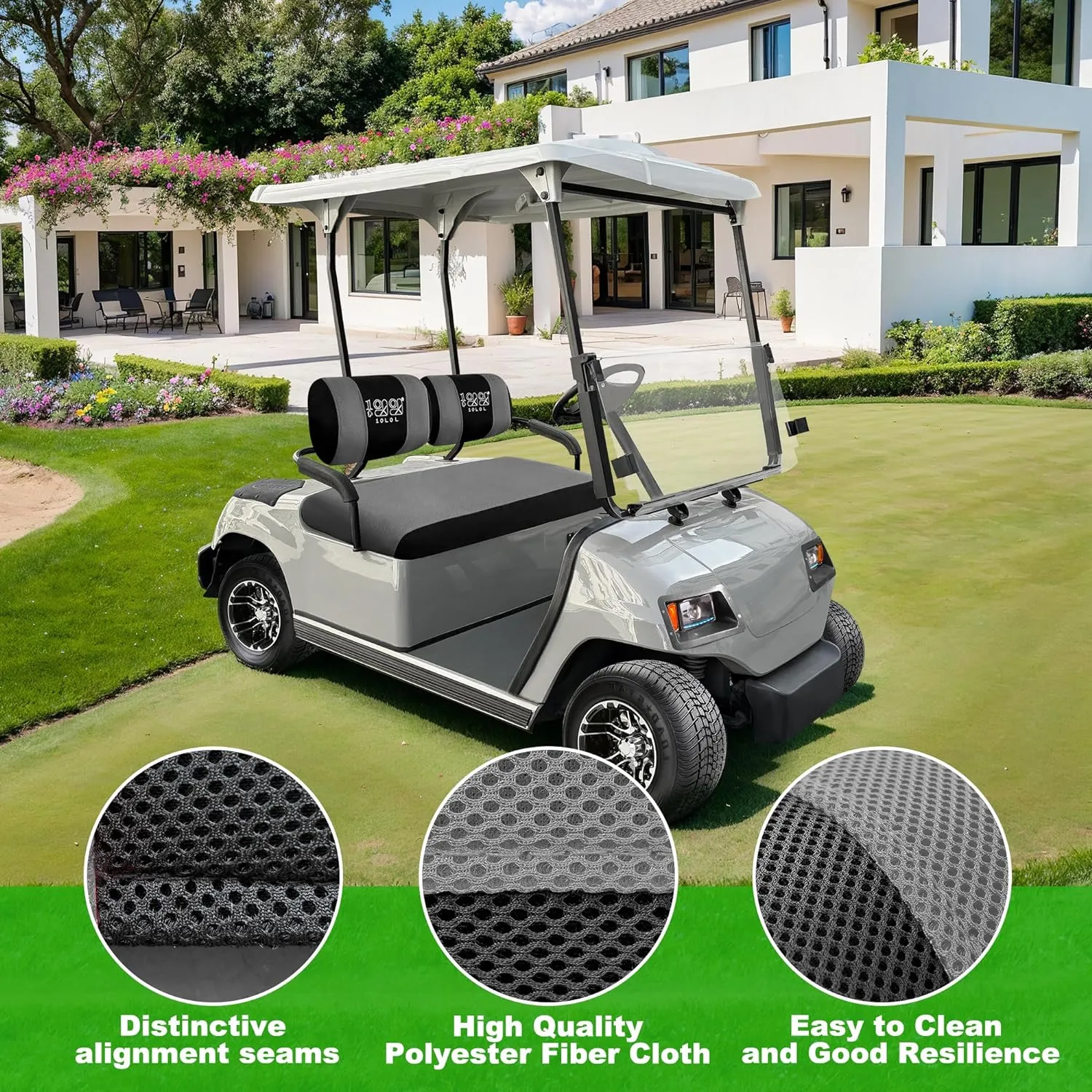 Golf Cart Seat Cover (Double Backrest) For Yamaha Club Car EZGO - 10L0L