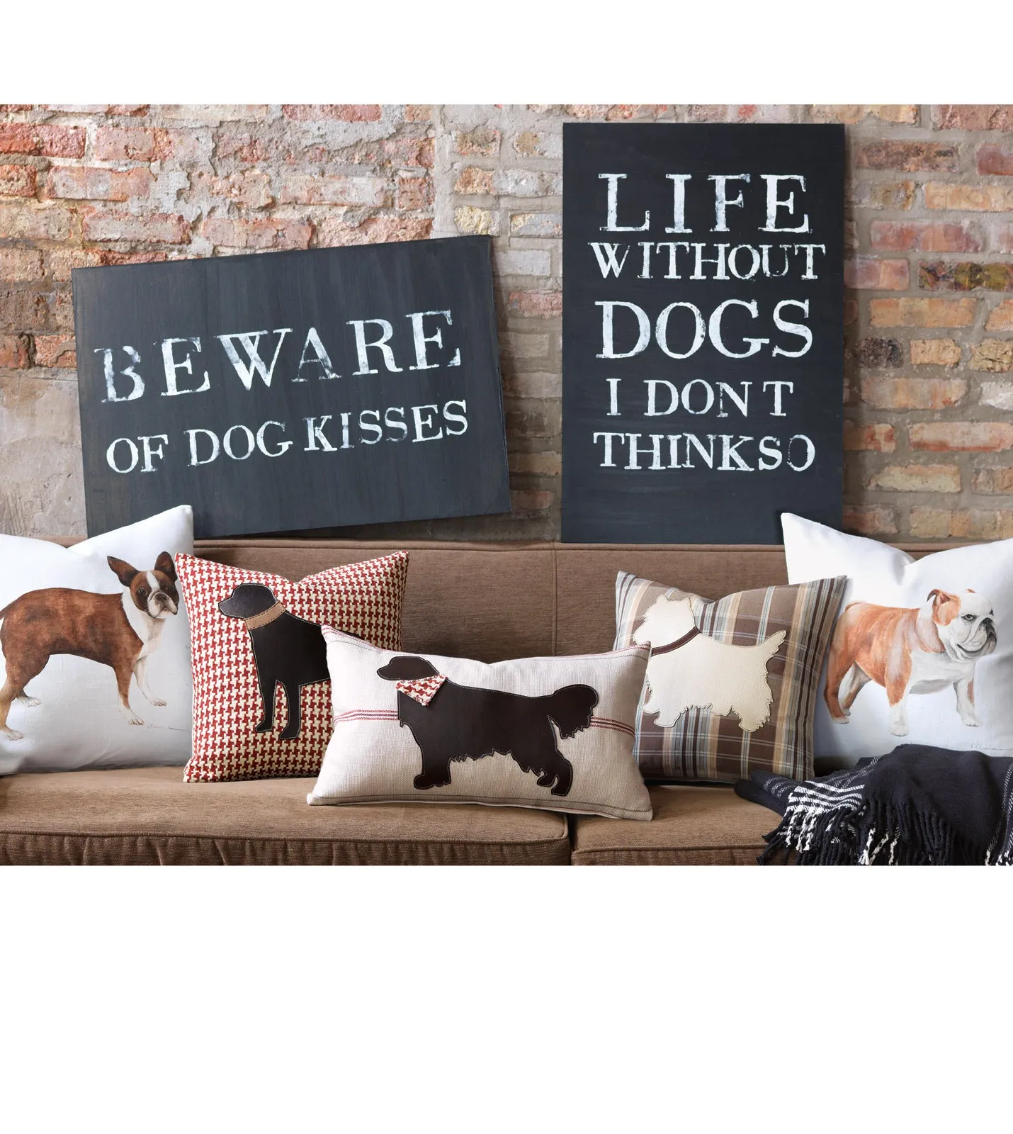 Hand-Painted Boston Terrier Dog on White Linen Throw Pillow Cover 20x20
