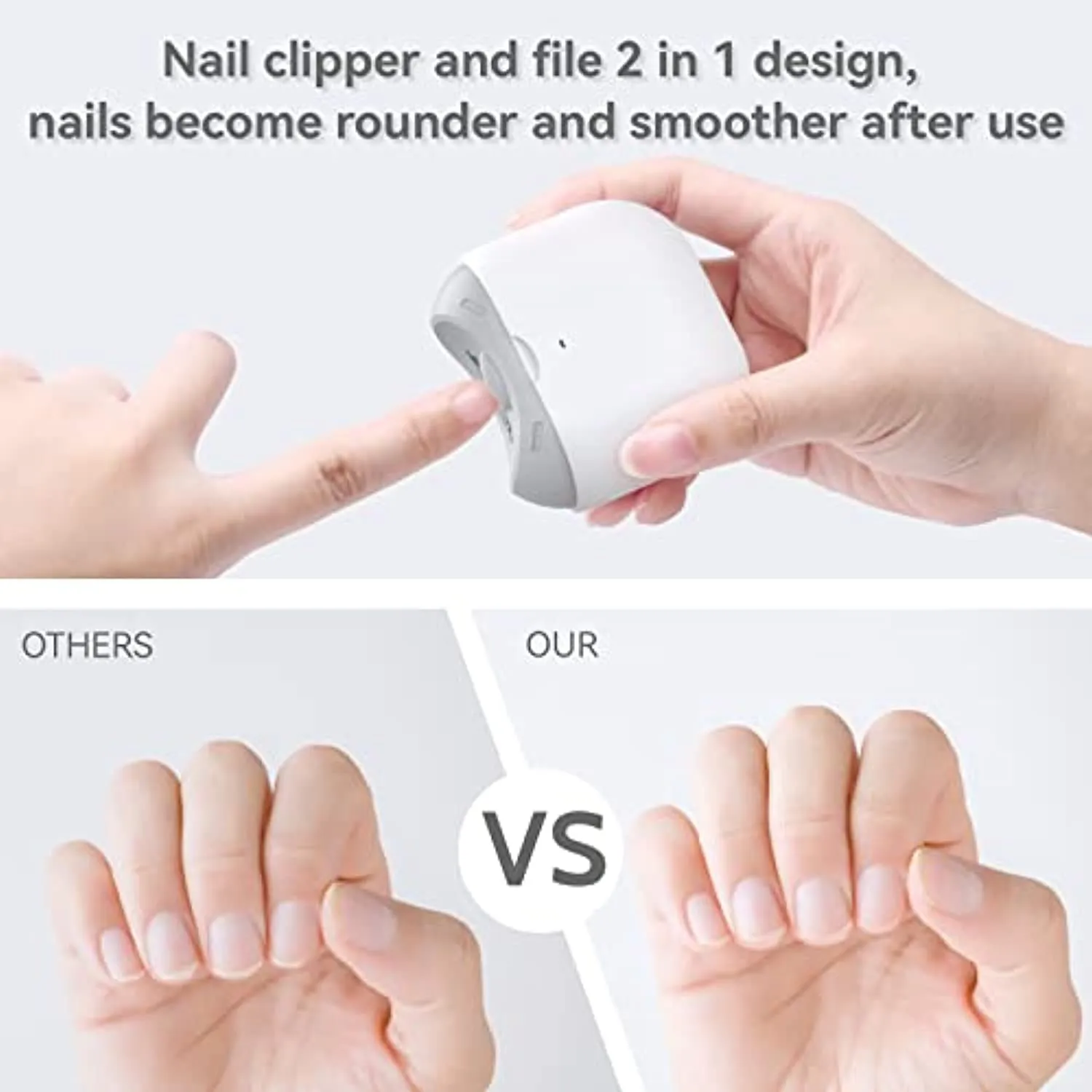 KRX Electric Nail Clipper, Fingernail Cutter and File 2 in 1 Design, Nail Scraps Storage, No Sharp Claws Hurt, Dual Speed Gear, Safe Electric Nail Trimmer for Baby, Kids, Seniors and Adult