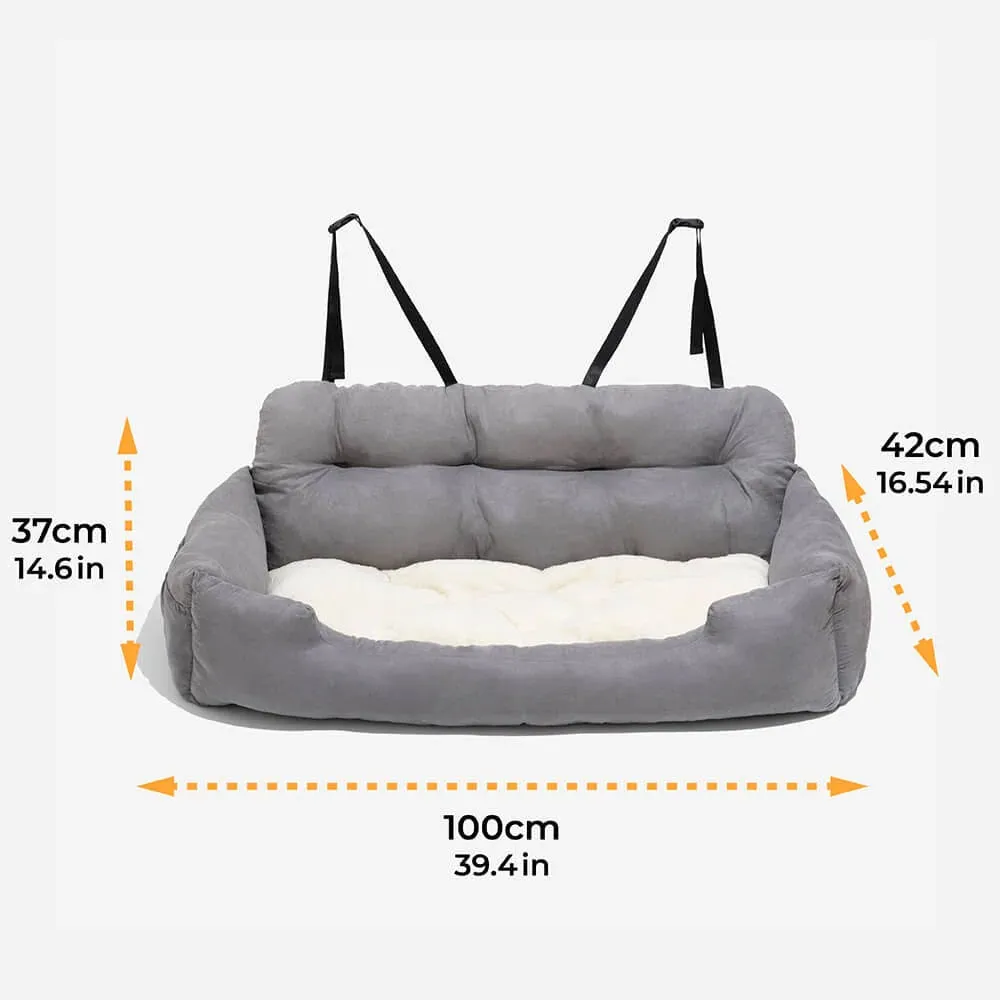 Large Dog Carrier: Travel Dog Car Seat Cover Suede- Folding Hammock Pet Carrier Bag for Cats and Dogs - Transportin Perro Autostoel