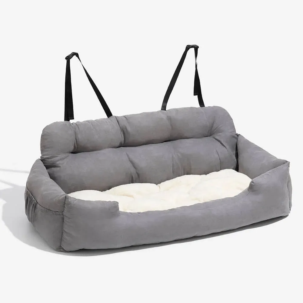 Large Dog Carrier: Travel Dog Car Seat Cover Suede- Folding Hammock Pet Carrier Bag for Cats and Dogs - Transportin Perro Autostoel