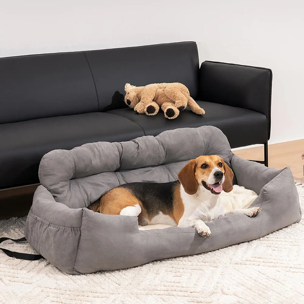 Large Dog Carrier: Travel Dog Car Seat Cover Suede- Folding Hammock Pet Carrier Bag for Cats and Dogs - Transportin Perro Autostoel