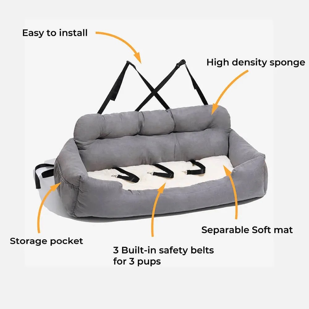Large Dog Carrier: Travel Dog Car Seat Cover Suede- Folding Hammock Pet Carrier Bag for Cats and Dogs - Transportin Perro Autostoel
