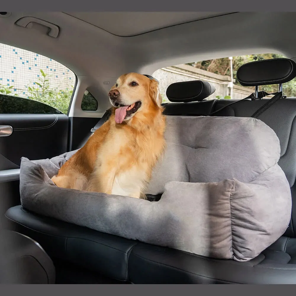 Large Dog Carrier: Travel Dog Car Seat Cover Suede- Folding Hammock Pet Carrier Bag for Cats and Dogs - Transportin Perro Autostoel