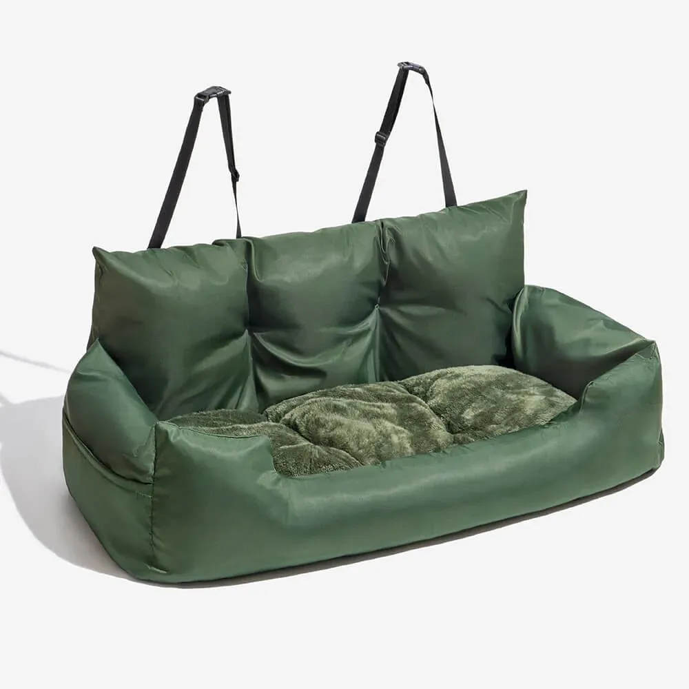 Large Dog Carrier: Travel Dog Car Seat Cover Suede- Folding Hammock Pet Carrier Bag for Cats and Dogs - Transportin Perro Autostoel
