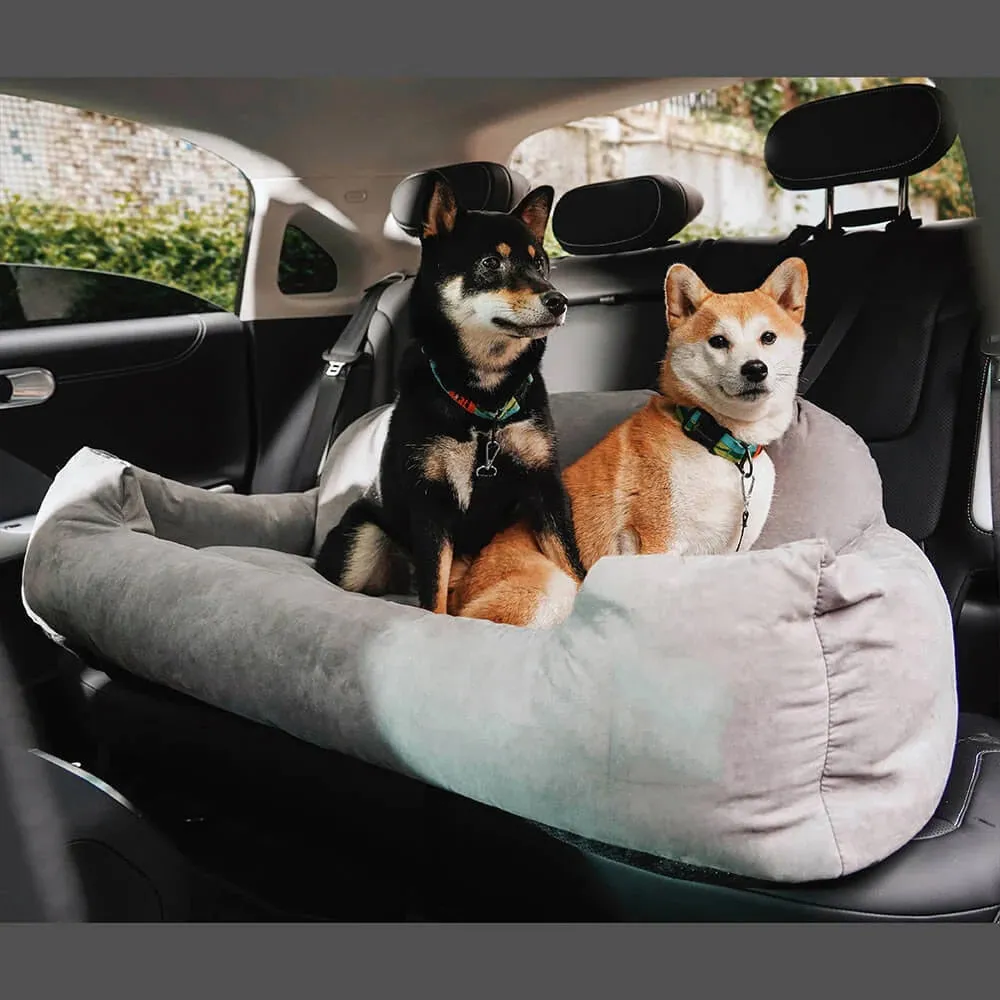 Large Dog Carrier: Travel Dog Car Seat Cover Suede- Folding Hammock Pet Carrier Bag for Cats and Dogs - Transportin Perro Autostoel