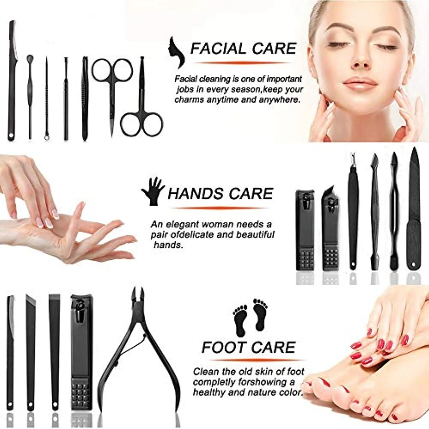 Manicure Set 18 in 1 Nail Clippers Set Stainless Steel Manicure Set